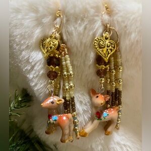 Festive Reindeer Beaded Earrings